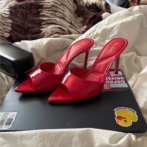 Aldo Vibrant Red Open-Toe Heels